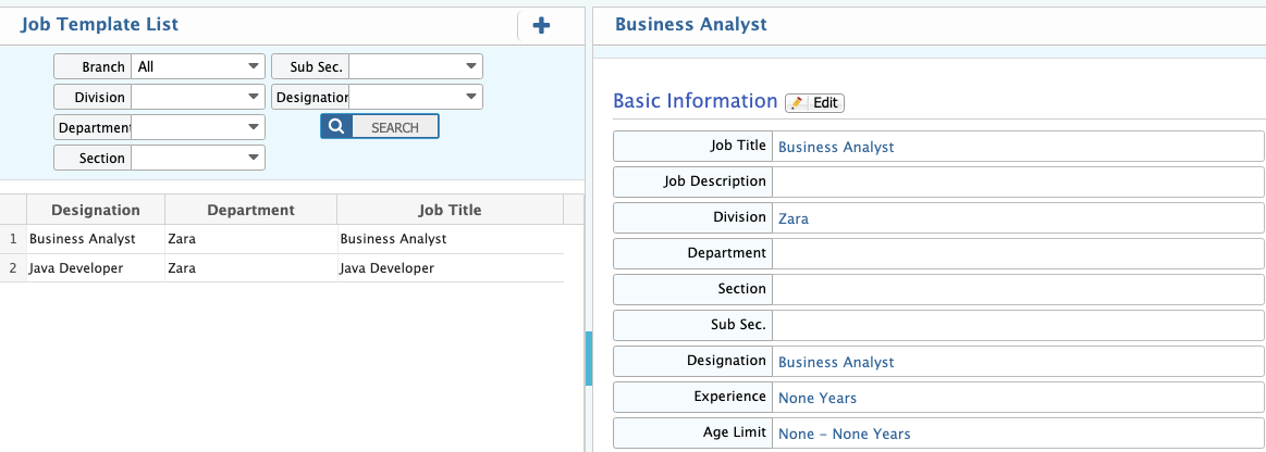 Job Template List
